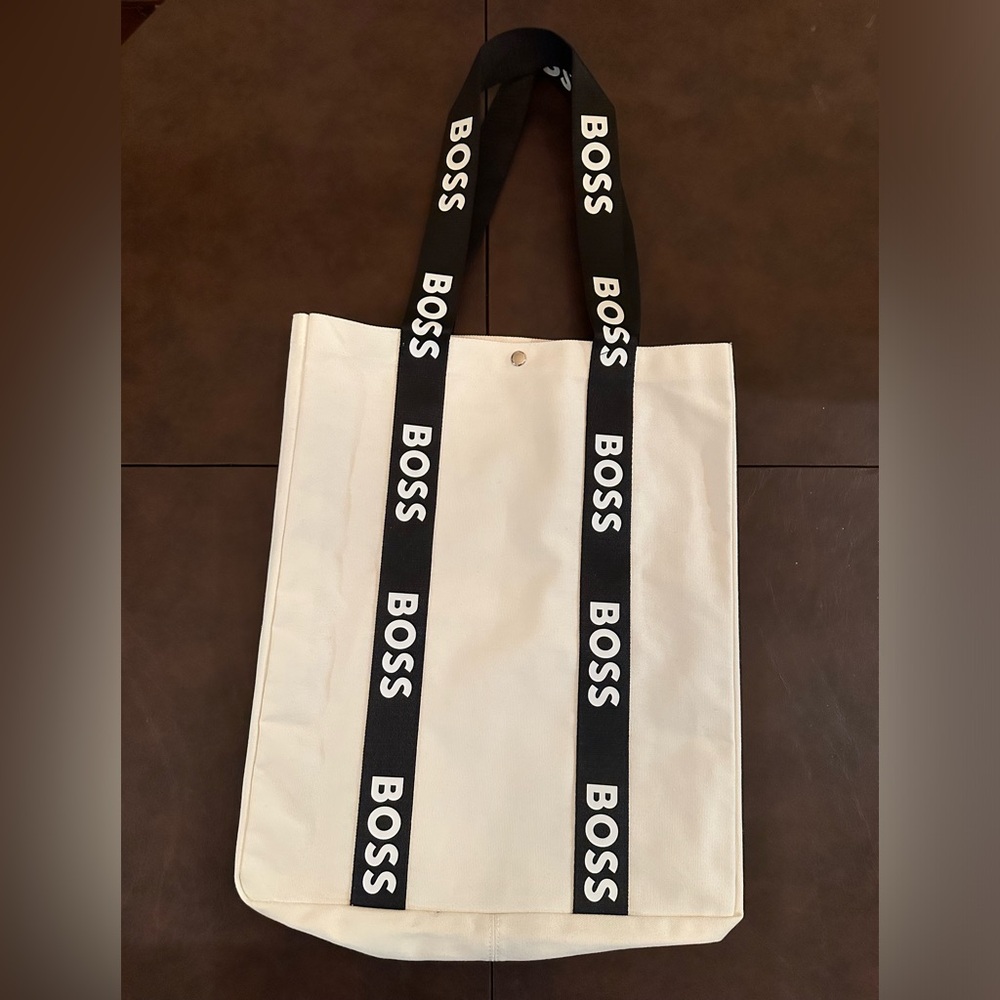 New BOSS by Hugo Boss Black & White Canvas Tote Bag